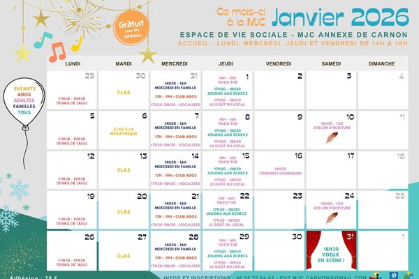 Programme du mois