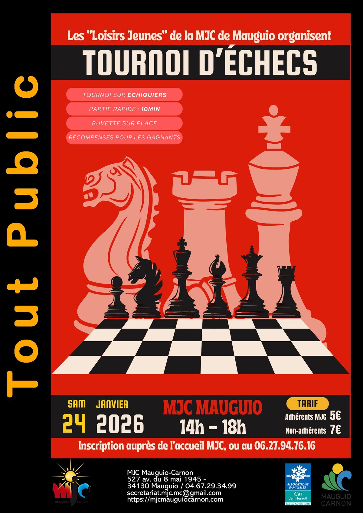 affiche Tournoi échecs LJ - janv 26
